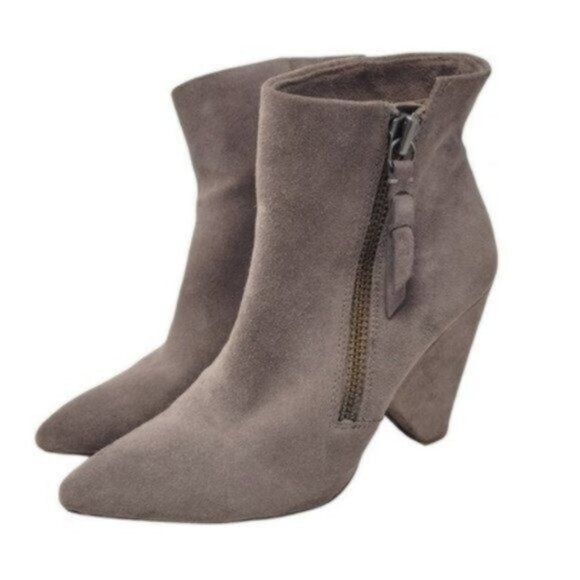 Anthropologie Splendid | NEVA Suede Ankle Boots Booties Taupe Cone Heel - Picture 1 of 10